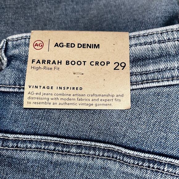NWT AG Farrah Boot Crop Jeans Size 29 High Rise Distressed Vintage Wash Flare - Picture 7 of 9